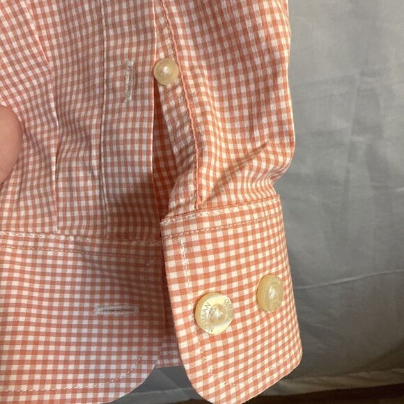 Men’s Greg Norman Orange Checked Performance Stretch Shirt Size XL Preowned - Picture 12 of 16